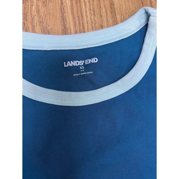 Lands' End XS X small Women's Cotton Crewneck T-Shirt Turquoise Blue Collar - Picture 6 of 7